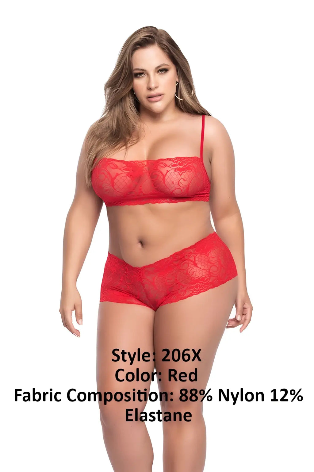 Red lace lingerie set by mapale featuring intricate floral patterns and delicate spaghetti straps in vibrant red