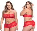 Red lace lingerie set from Mapale 206X with intricate floral patterns and thin straps in vibrant red color