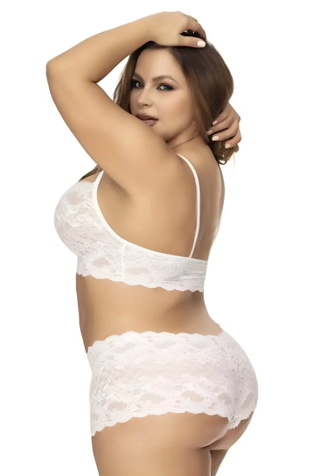 White lace bra and matching panties set by Mapale 206X featuring delicate lace in white for elegant lingerie