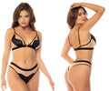 Mapale 2747 liv two piece set nude black sheer mesh lingerie with thin straps and gold tone hardware