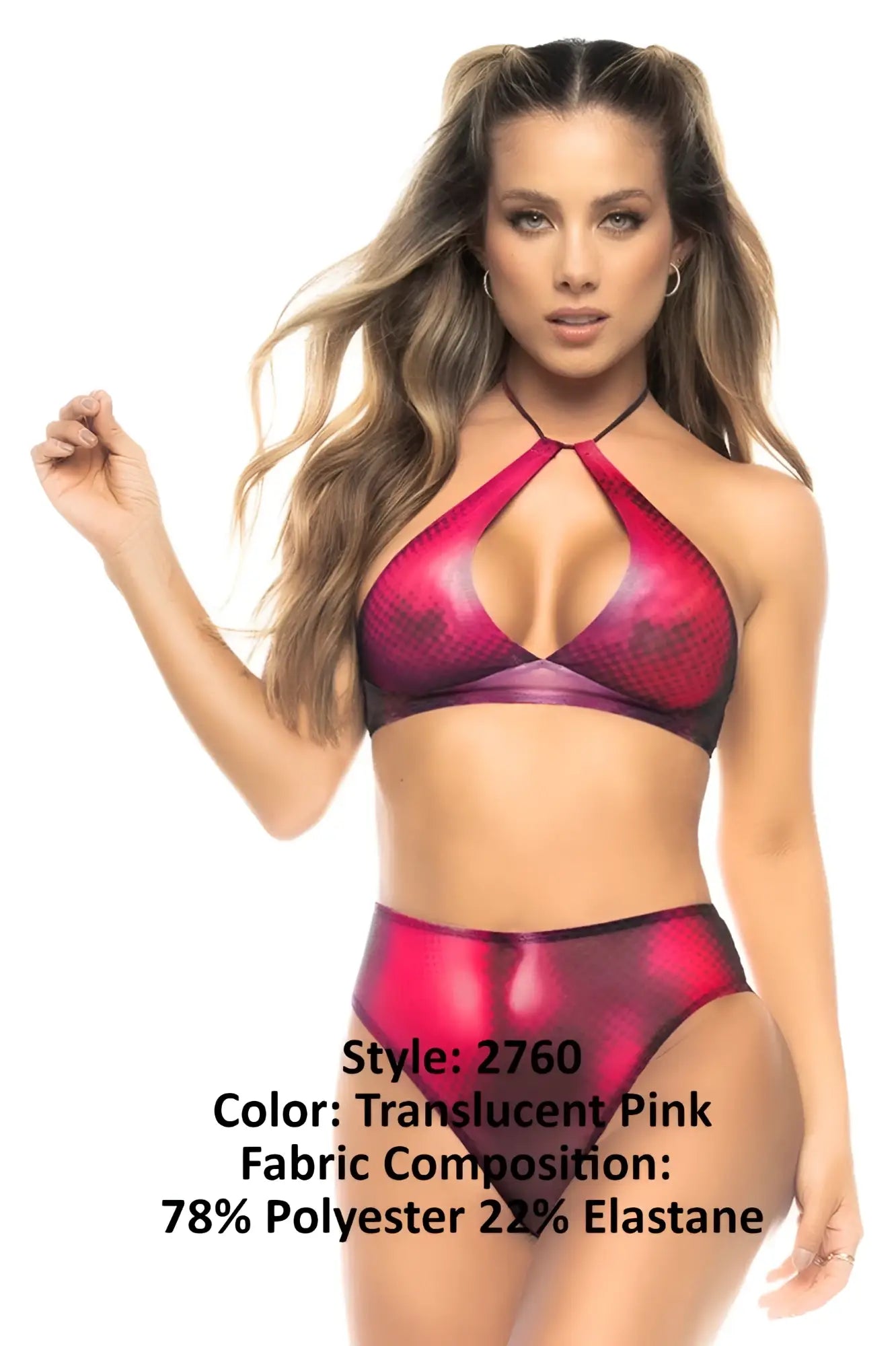 Mapale 2760 jupiter translucent pink two-piece swimsuit with snakeskin pattern made of 78 polyester 22 elastane