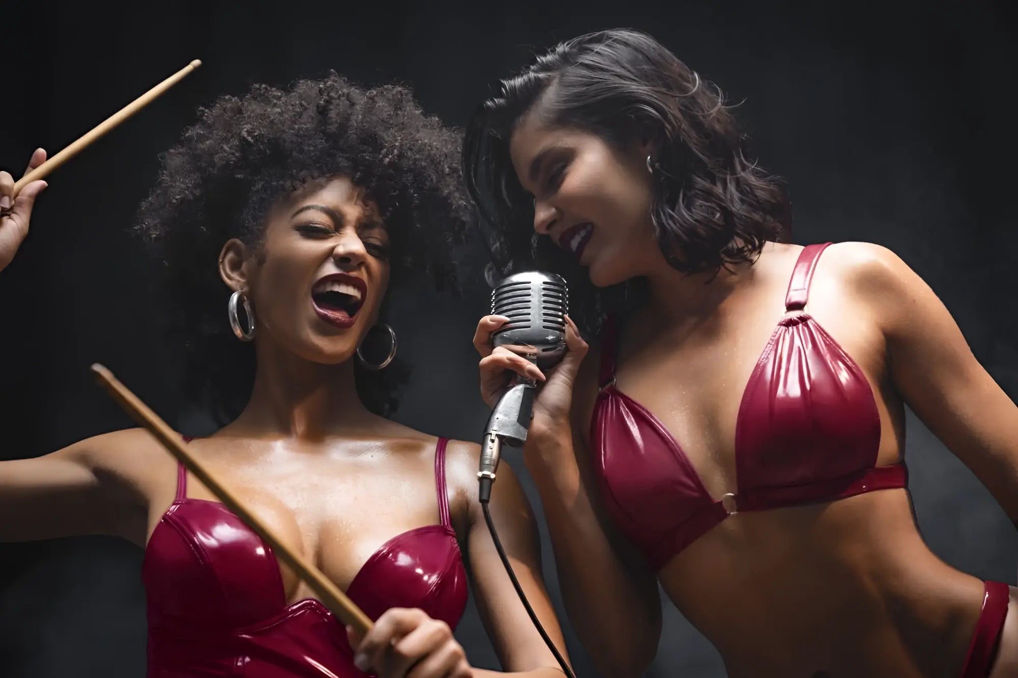A vintage-style silver microphone with a classic grille and chrome finish featured in mapale 2763 two piece set gloss wine