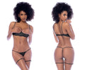 Black lace lingerie teddy with gold chain detailing in mapale 2779 chain harness teddy black-rose color