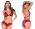 Mapale 2783 two piece bikini set in fierce fuchsia with vibrant pink and black snakeskin pattern and side zipper detail