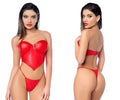 Red latex corset top with matching thong briefs from mapale 2809 two piece set for bold lingerie looks