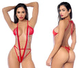 Red mapale 2812 bodysuit with silver fringe detailing in a red bikini style for stylish swimwear looks