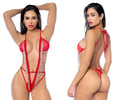 Red mapale 2812 bodysuit with silver fringe detailing in a red bikini style for stylish swimwear looks