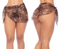 Mapale 47017 sheer leopard print sarong cover up skirt with ruffled edges and tied side ties in animal print color