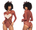 Mapale 60012 sexy babe reindeer one-piece costume in reddish-brown stretchy fabric with white accents and antler headpiece