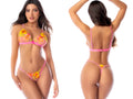 Mapale 80001 two piece set solar blossom pink and yellow floral lace bikini with thin straps
