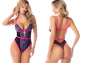 Mapale 80013 bodysuit midnight garden black and vibrant pink lace with floral embroidery for elegant lingerie wear