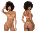 Pink lace lingerie set with floral embroidery and sheer mesh panels from mapale 8823 alberta three piece set