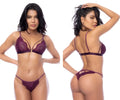 Mapale 8867 two piece set wine lace bra and matching thong in purple for elegant lingerie wear