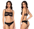 Black lace bra and matching thong set by Mapale 8886 in black featuring delicate lace fabric for intimate wear