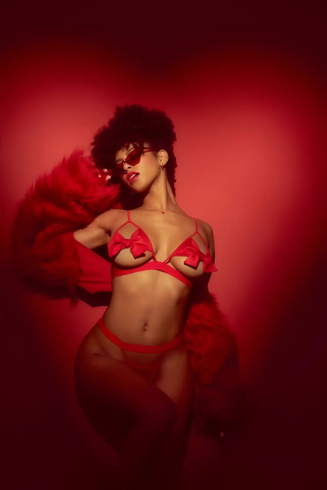 Red satin bra with matching bow details from mapale 8901 two piece set in vibrant red color