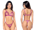 Mapale 8947 two piece pink agate lace bra and thong set with matching straps and small front bow detail