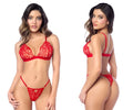 Mapale 8966 two piece set in red featuring red lace lingerie with intricate floral patterns and thin straps