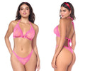 Fuchsia lace lingerie set with halter top and matching thong by mapale 8971 in pink for sexy intimate wear