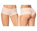 Delicate blush lace high waisted ivory underwear with scalloped edge and front zipper by mapale 90 lace boyshort