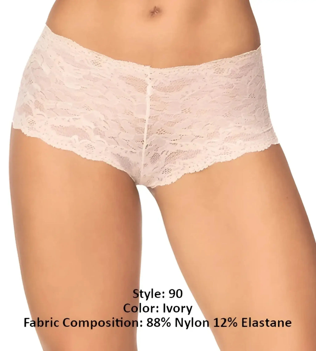 Ivory lace boyshort underwear from mapale 90 featuring a delicate floral pattern and soft stretchy fabric blend