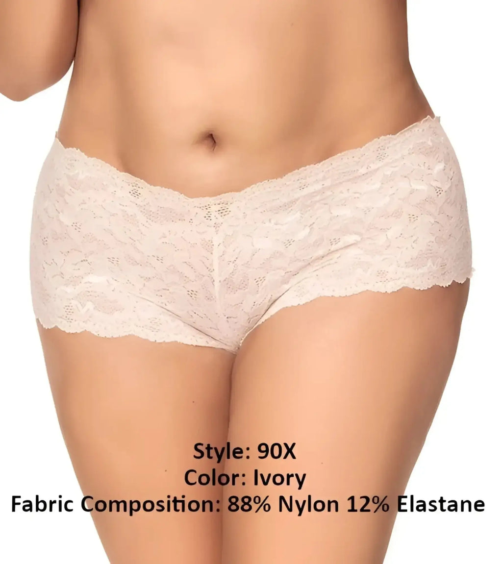 Ivory lace boyshort briefs with delicate floral pattern and soft stretchy fabric by Mapale 90X