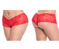 Red lace boyshort underwear by mapale with intricate floral patterns and seamless design in vibrant red color