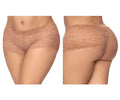 Taupe beige lace boyshort underwear with scalloped edge and delicate floral pattern by mapale 90x