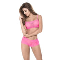 A vibrant hot pink lace bra and matching shorts 2 piece set by Mapale in size L for stylish lingerie wear
