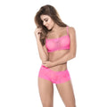 A vibrant hot pink lace bra and matching shorts set by Mapale in size XL designed for stylish comfort