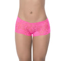 Bright pink lace boyshort underwear with floral and swirl patterns from Mapale Lace Boyshort Hot Pink M
