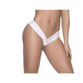 White delicate lace thong with intricate pattern by mapale in size medium for sexy lingerie look
