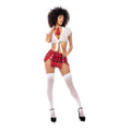 Mapale sexy schoolgirl costume red and black plaid mini skirt with white buttons in size L XL