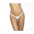 White thong bikini bottom with thin delicate straps minimalist design shown from the back in size s/m by mapale
