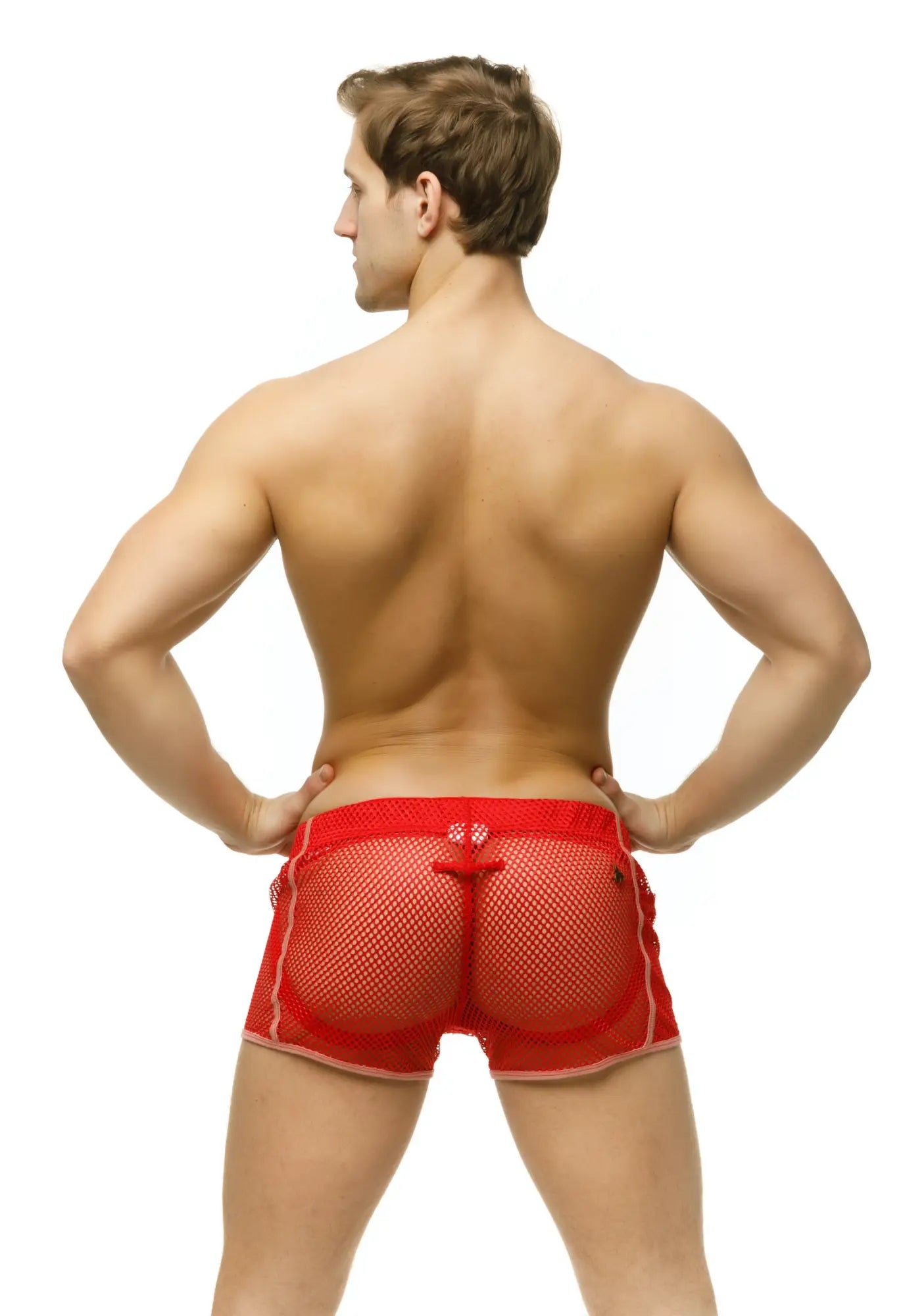 Marcuse Alba shorts red mesh briefs with subtle pattern and reinforced edges for comfortable support