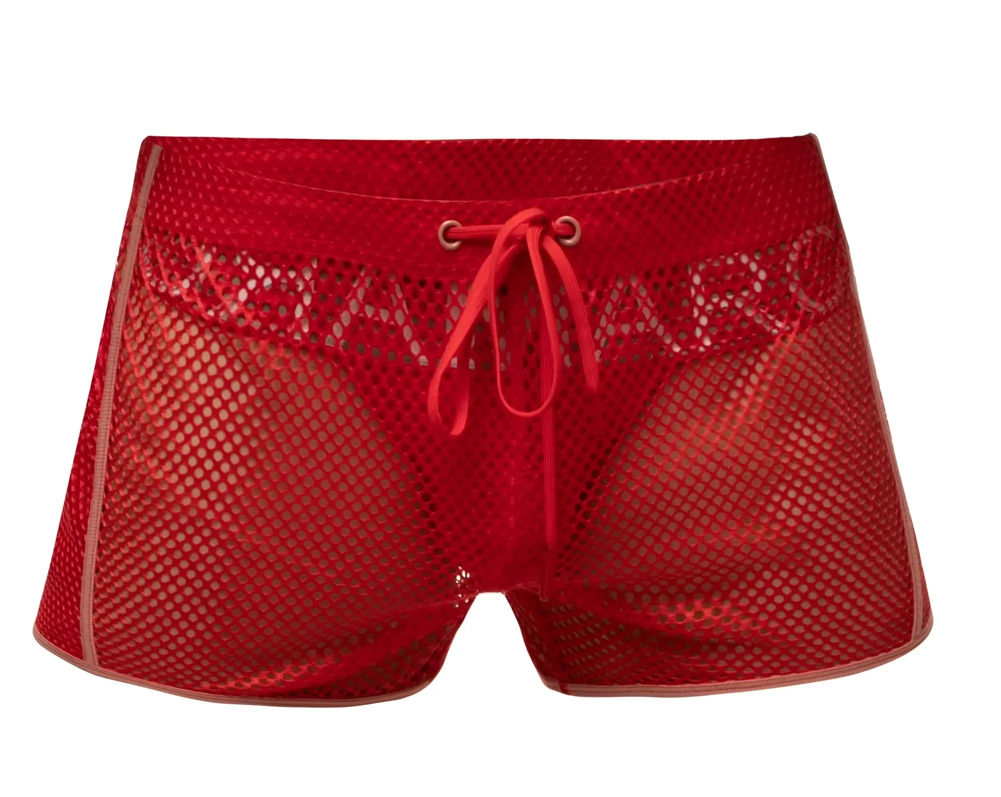 Marcuse Alba shorts red mesh shorts with a drawstring waistband perfect for casual and athletic wear