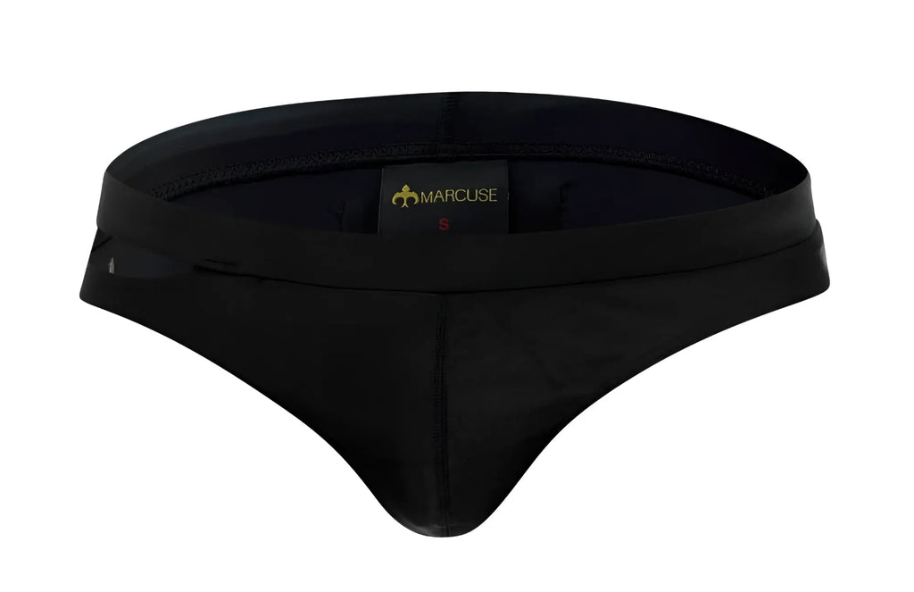 Black marcuse aperture bikini swimwear with smooth sleek design and elastic waistband for men