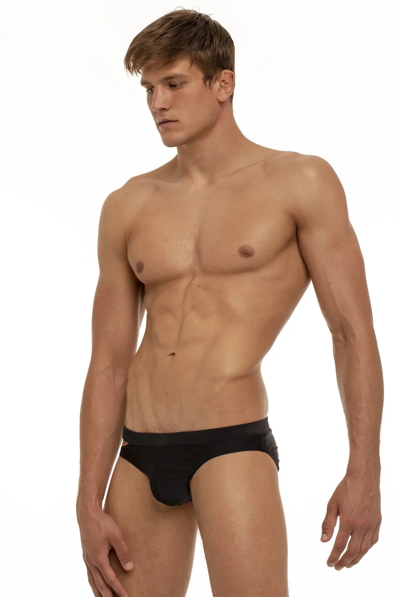 Black marcuse aperture bikini swimwear briefs with smooth form-fitting design ideal for swim use