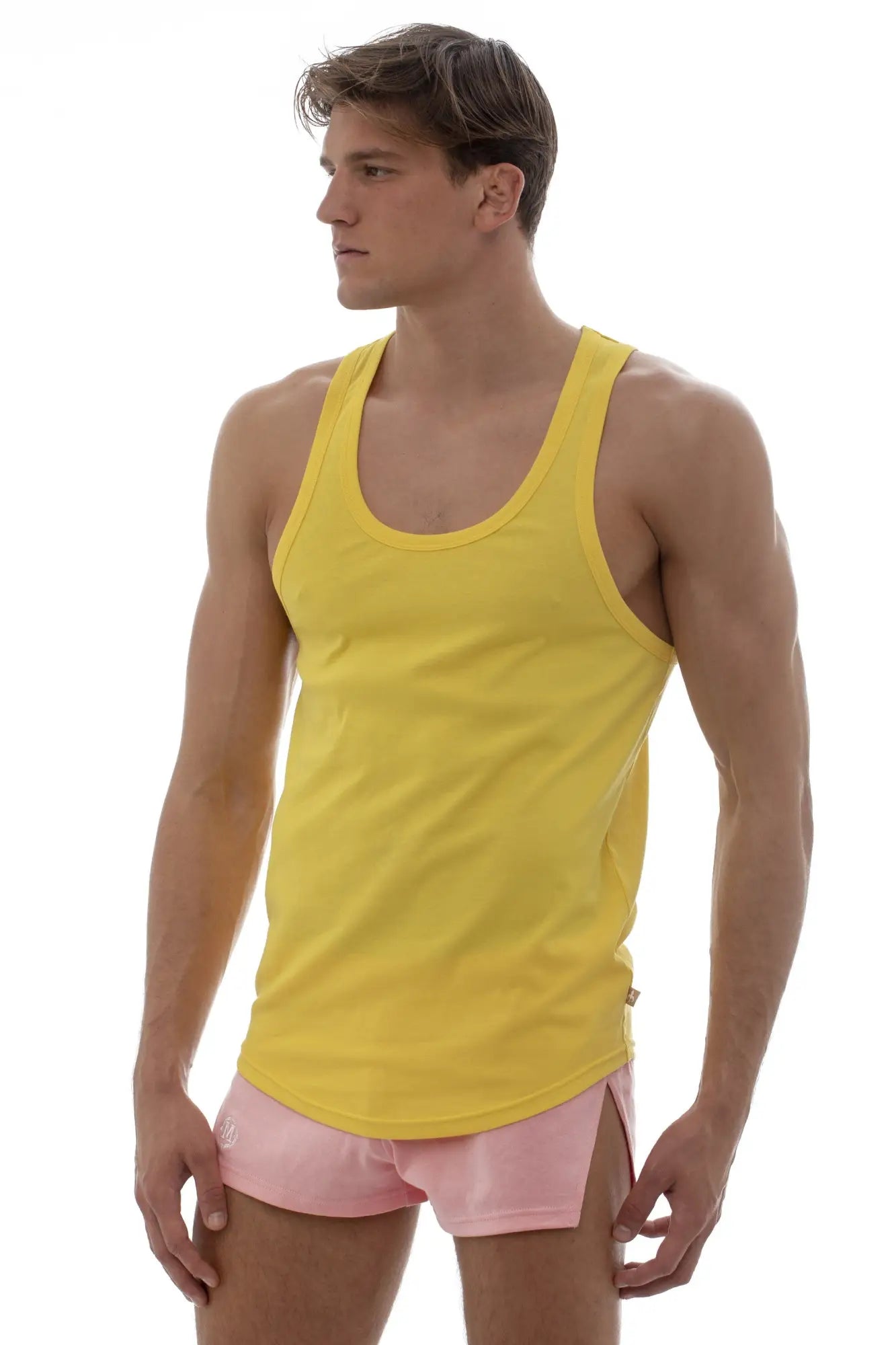 Marcuse Avalon tank top bright yellow sleeveless with rounded neckline and slightly curved hem for casual wear