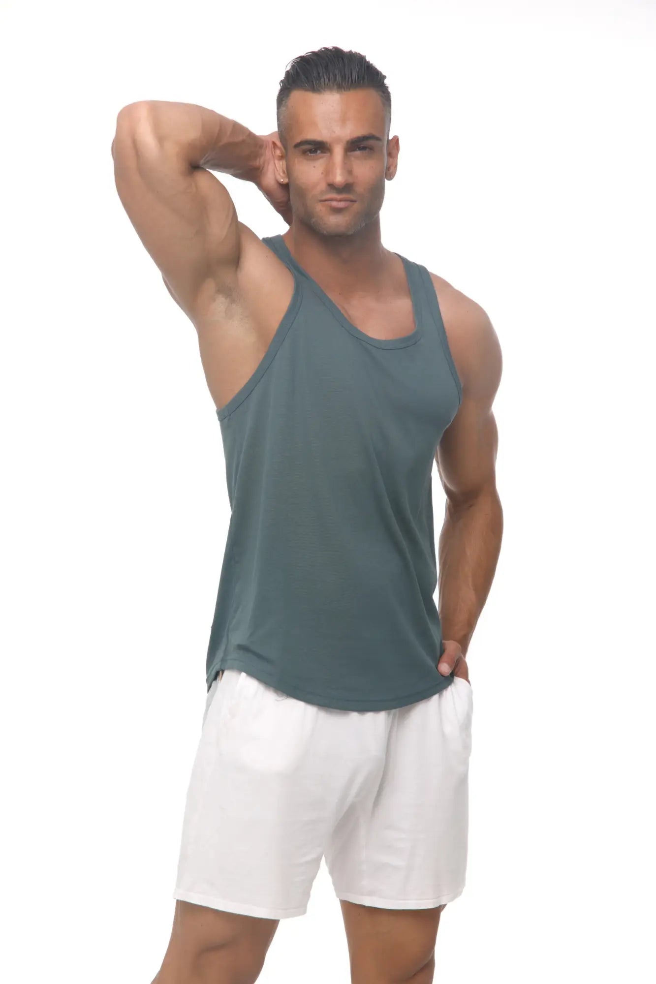 Marcuse Avalon tank top in dark teal sleeveless design with rounded neckline and relaxed fit for casual wear