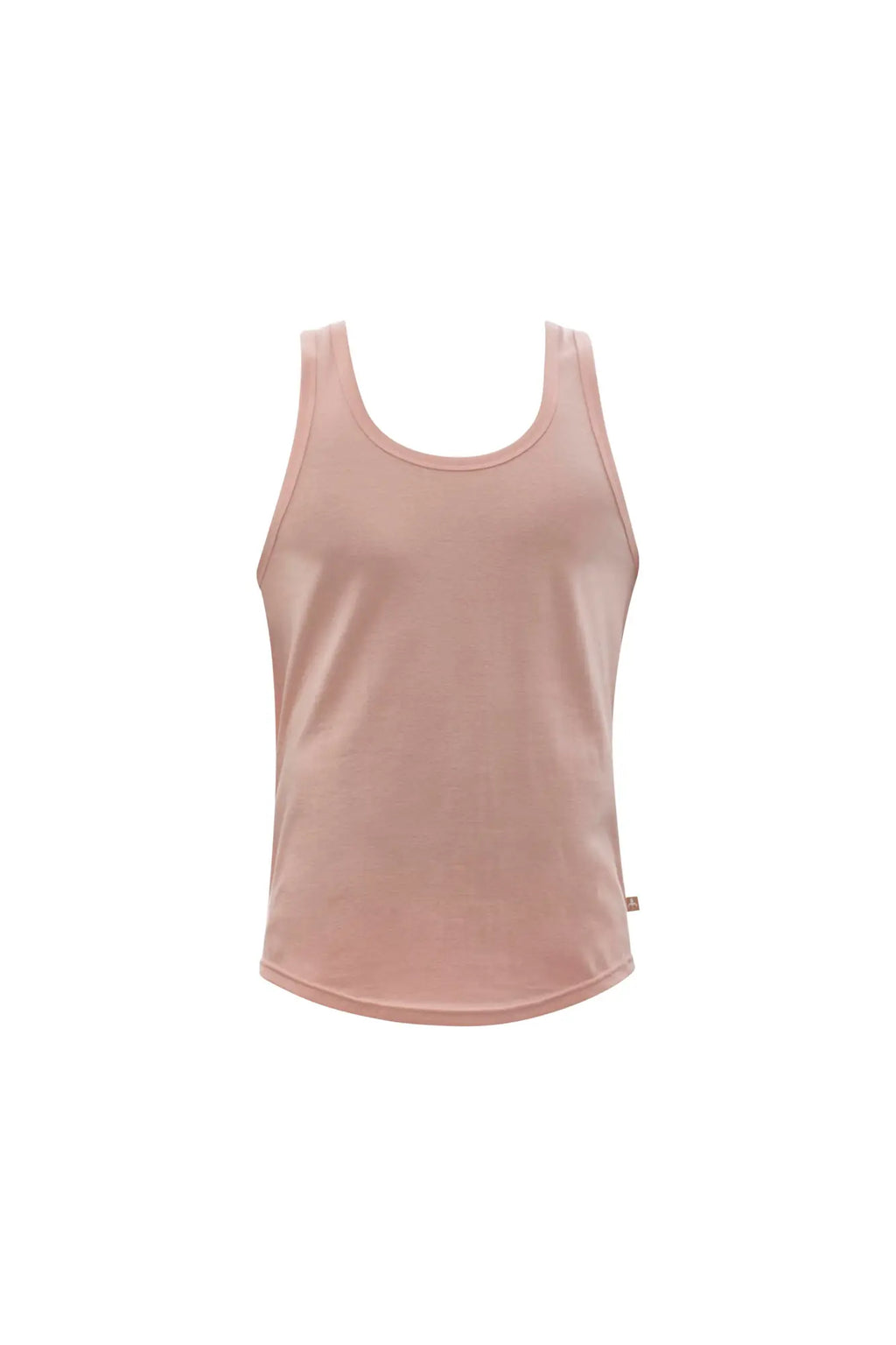 Marcuse Avalon tank top in soft blush pink sleeveless design with rounded neckline and subtle seam detailing