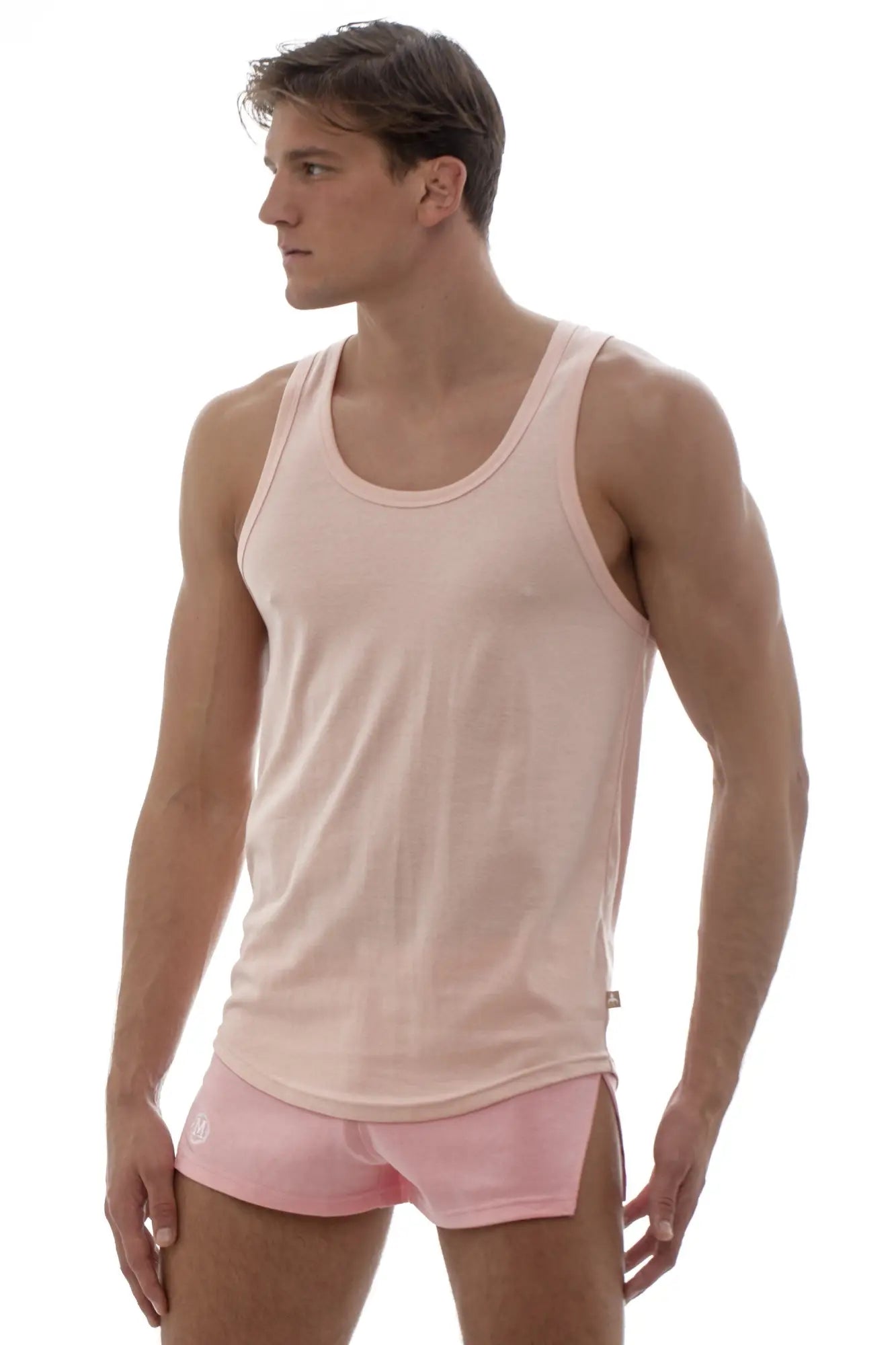 Marcuse Avalon tank top soft pink sleeveless ribbed trim rounded neckline casual wear