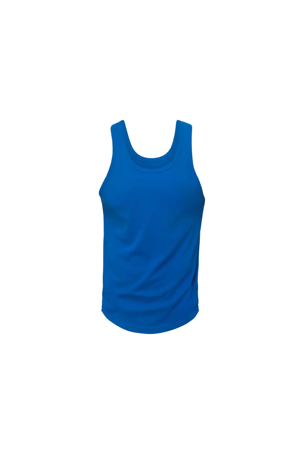 Marcuse Avalon tank top is a solid royal blue sleeveless top with a rounded neckline and curved hem for casual wear