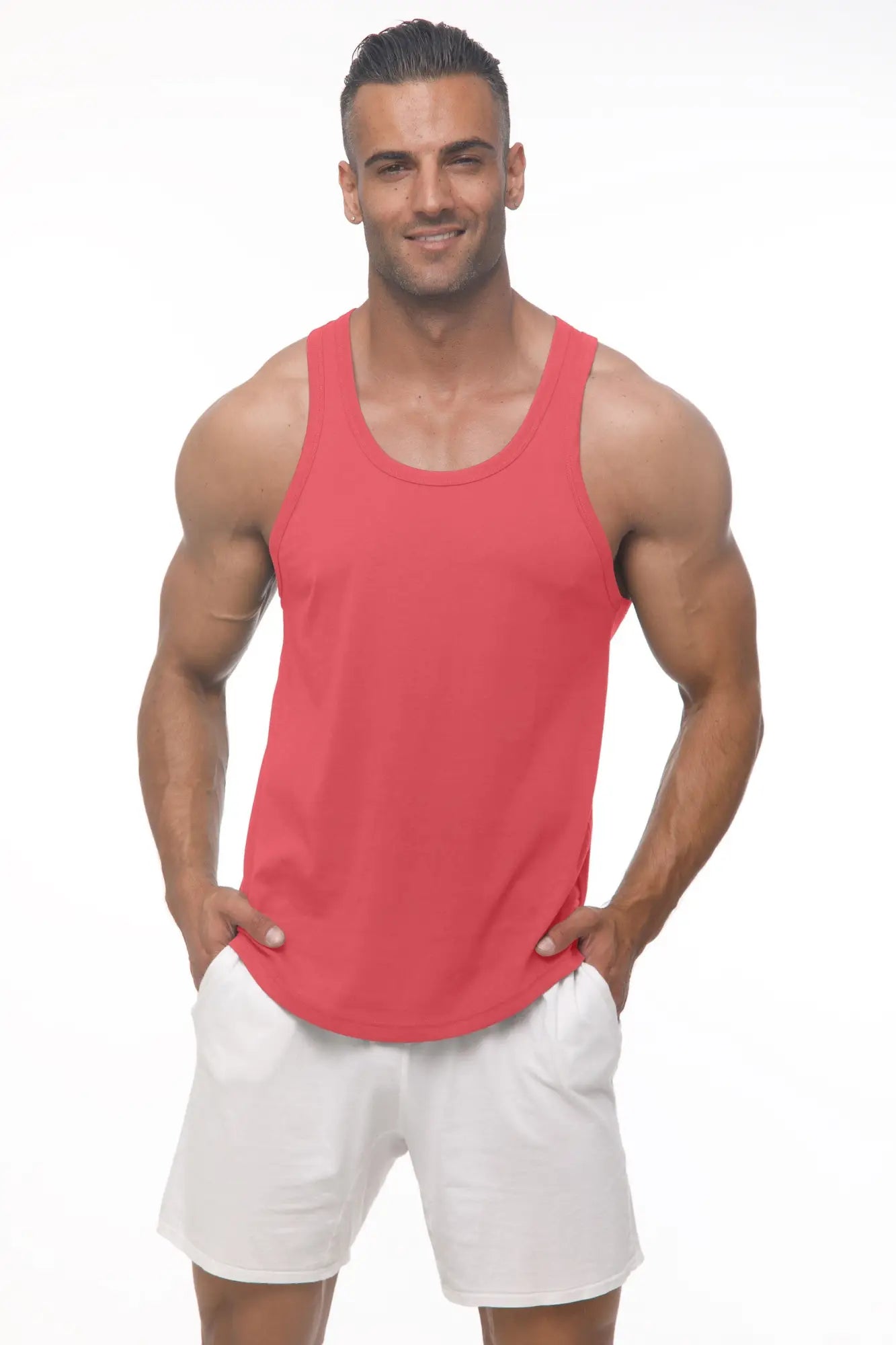 Marcuse Avalon tank top vibrant coral sleeveless with round neckline relaxed fit perfect for casual wear