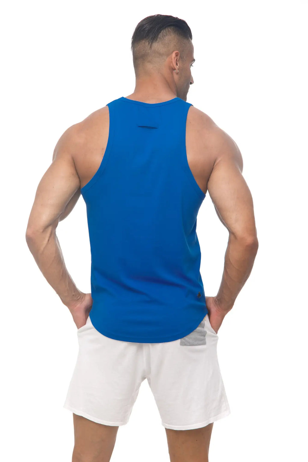 Marcuse Avalon tank top in vibrant royal blue featuring a sleeveless, fitted athletic design ideal for workouts