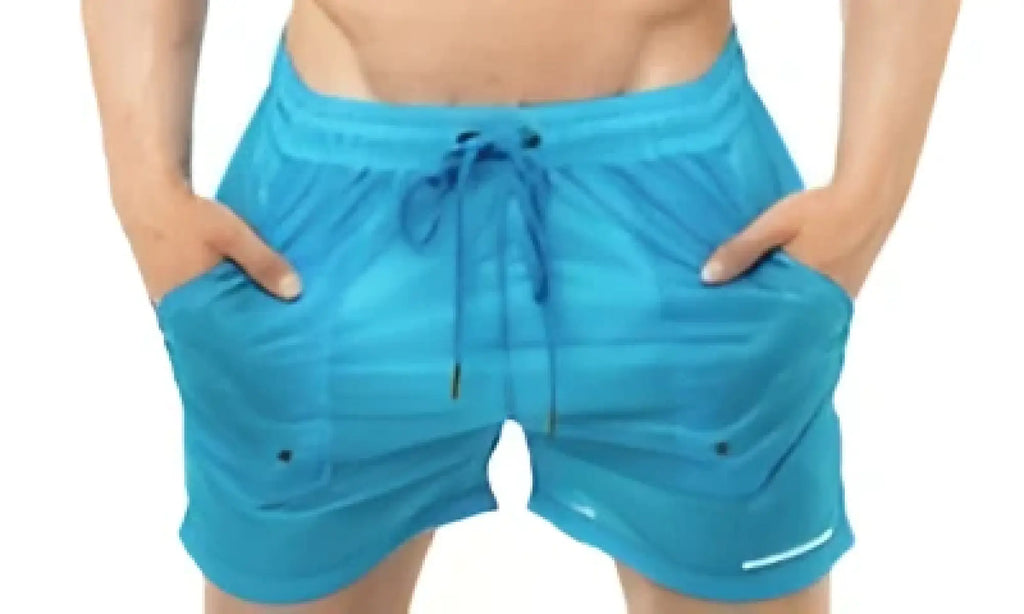 Marcuse Babylon shorts bright blue athletic shorts with drawstring waistband and multiple pockets for sport and leisure