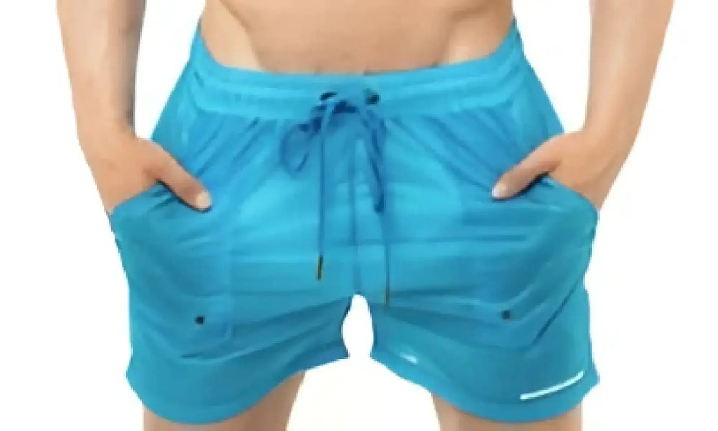 Marcuse Babylon shorts bright blue athletic shorts with drawstring waistband and multiple pockets for sport and leisure