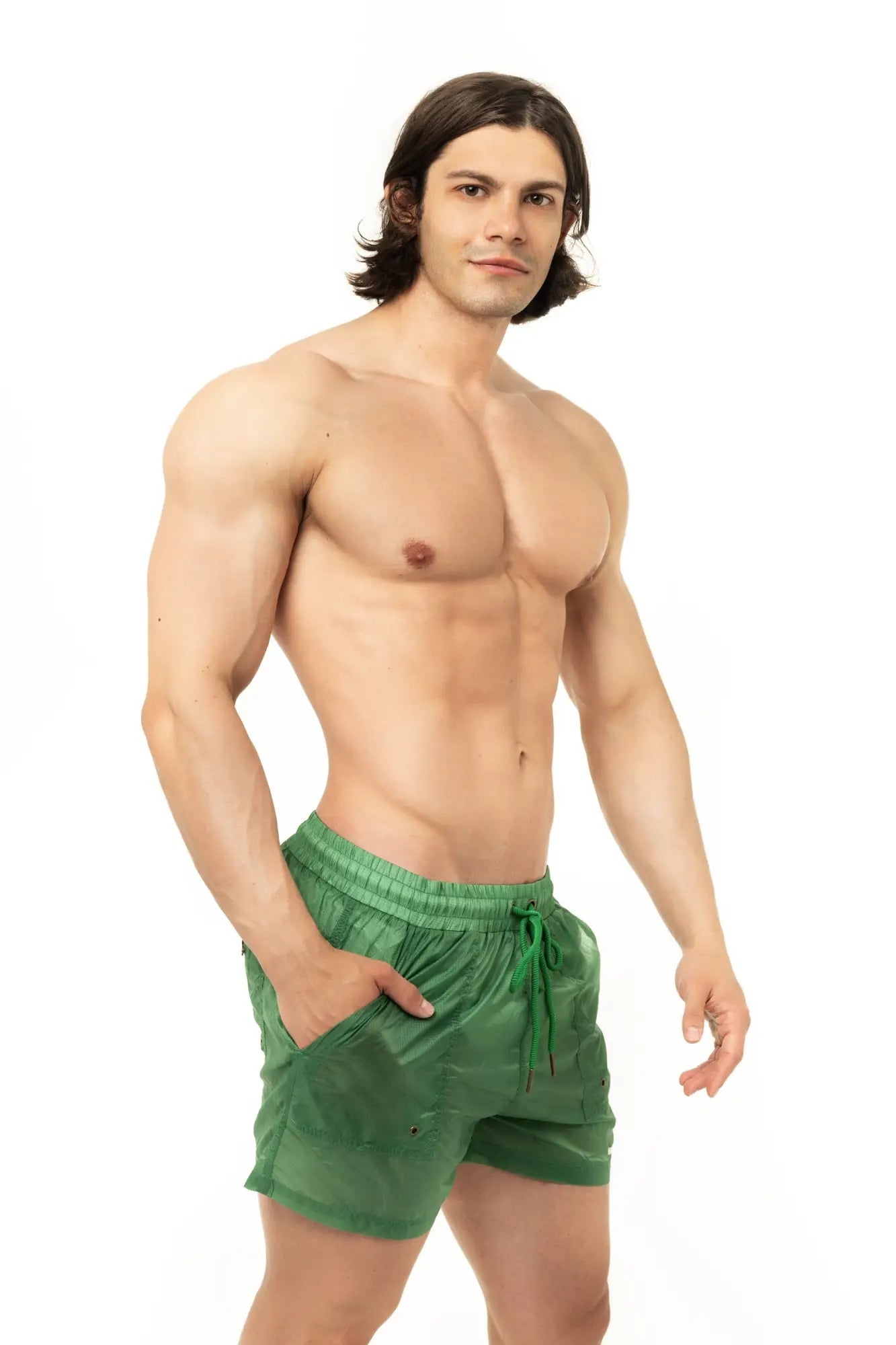 Green marcuse babylon athletic shorts with drawstring waistband designed for comfortable activewear use