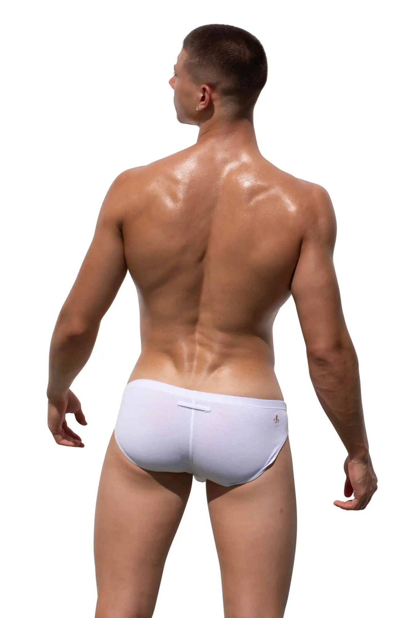 White marcuse barrack brief underwear with subtle side logo made from soft breathable fabric