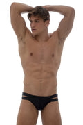 Black marcuse bound bikini swimwear with sleek minimalist design and distinctive cut-out side panels