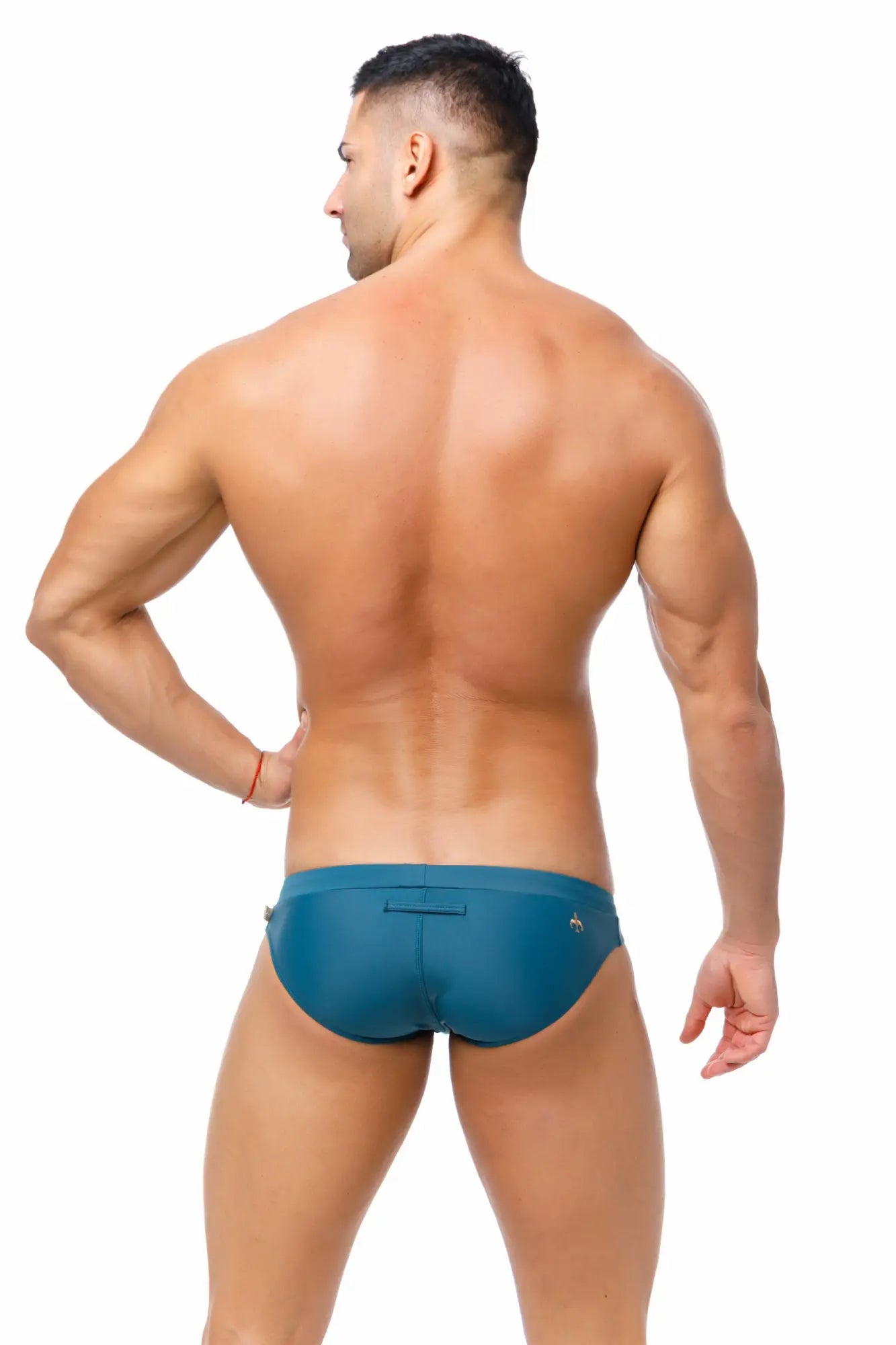 Teal Marcuse Burleigh bikini swimwear with sleek form-fitting design and subtle waistband branding